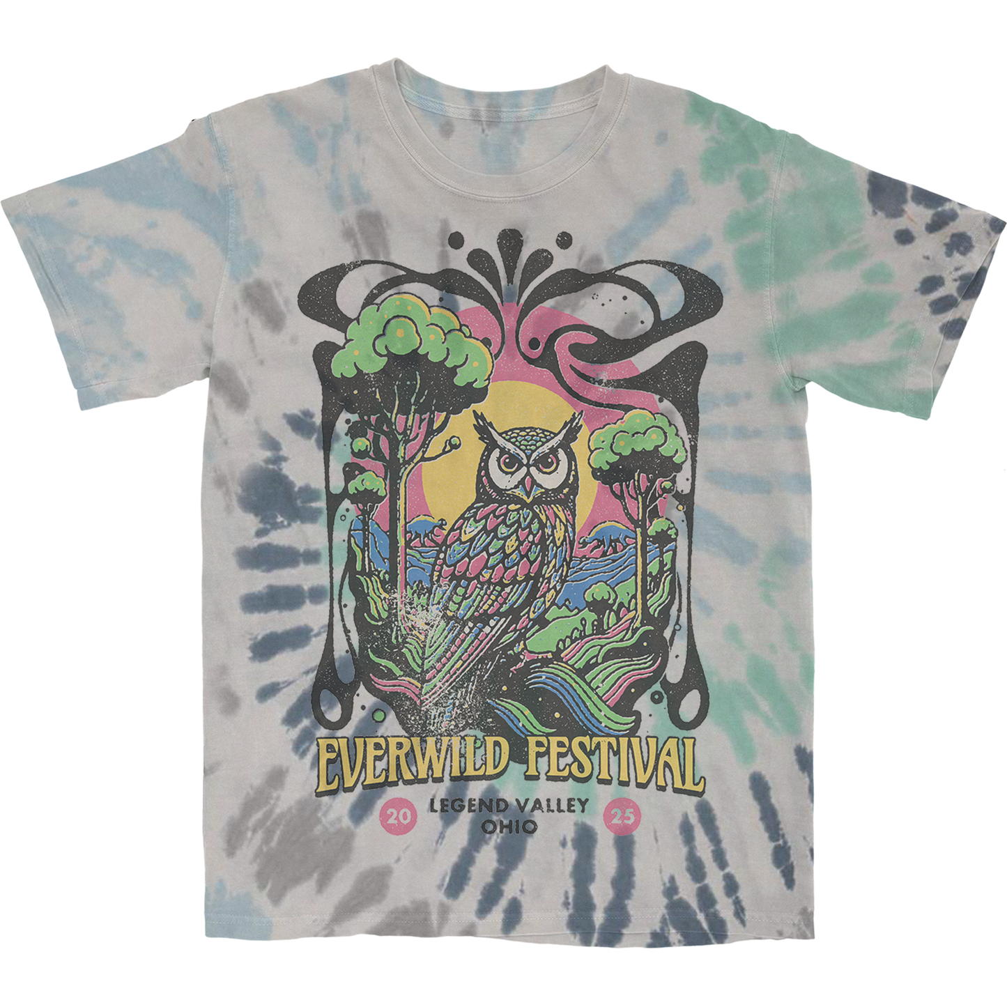 Mosaic Owl Tie Dye Tee
